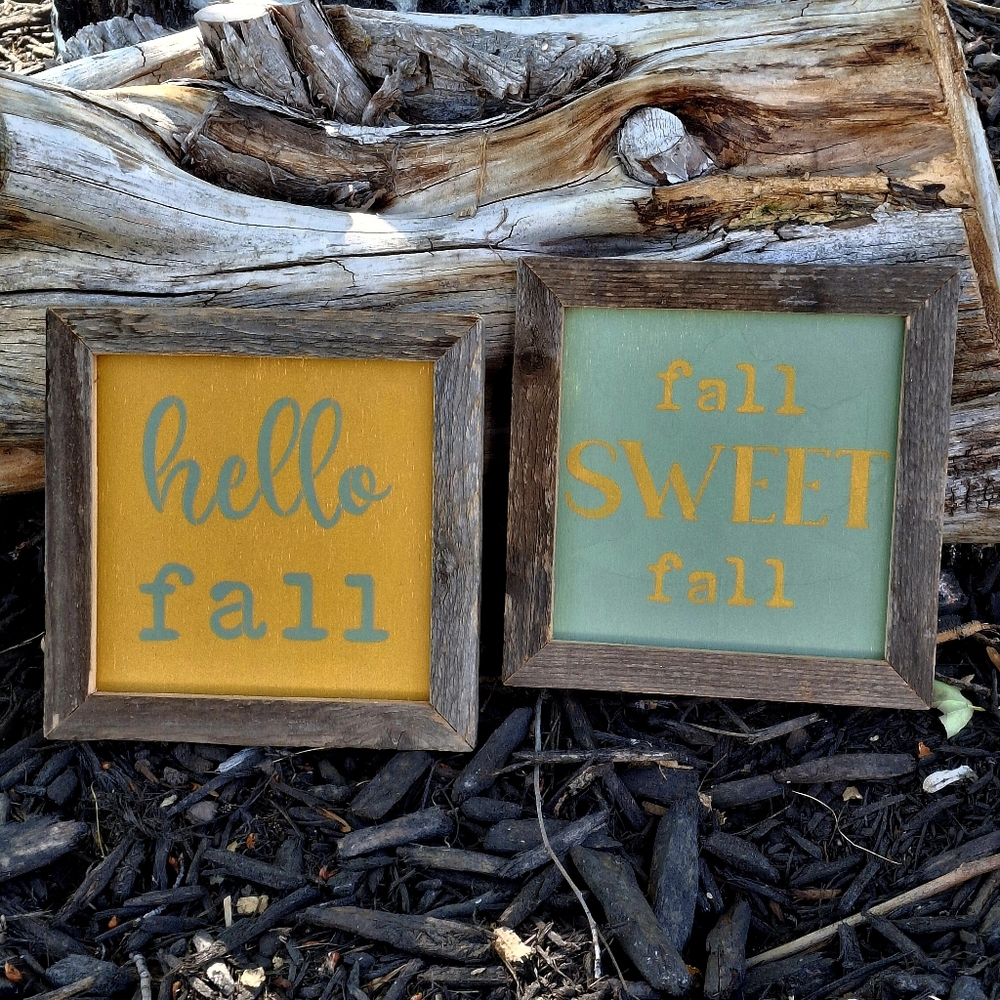 Fall Sweet Fall Hello Fall Painted Rustic Signs Crafted Shelf Sitters